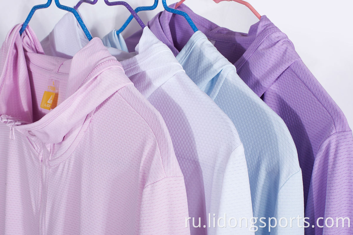 Производить индивидуальные женщины твердый цвет солнцезащитный крем блузка свободно повседневное визитное питание на молнии капюшона